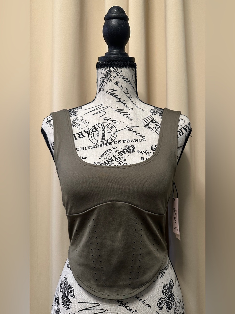 Victoria’s Secret Sport Olive Green Perforated Corset Crop Top NWT